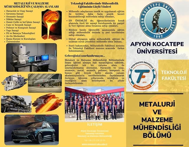 Afyon Kocatepe Üniversitesi Metalurji ve Malzeme Mühendisliği Bölümü Tercih Zamanı