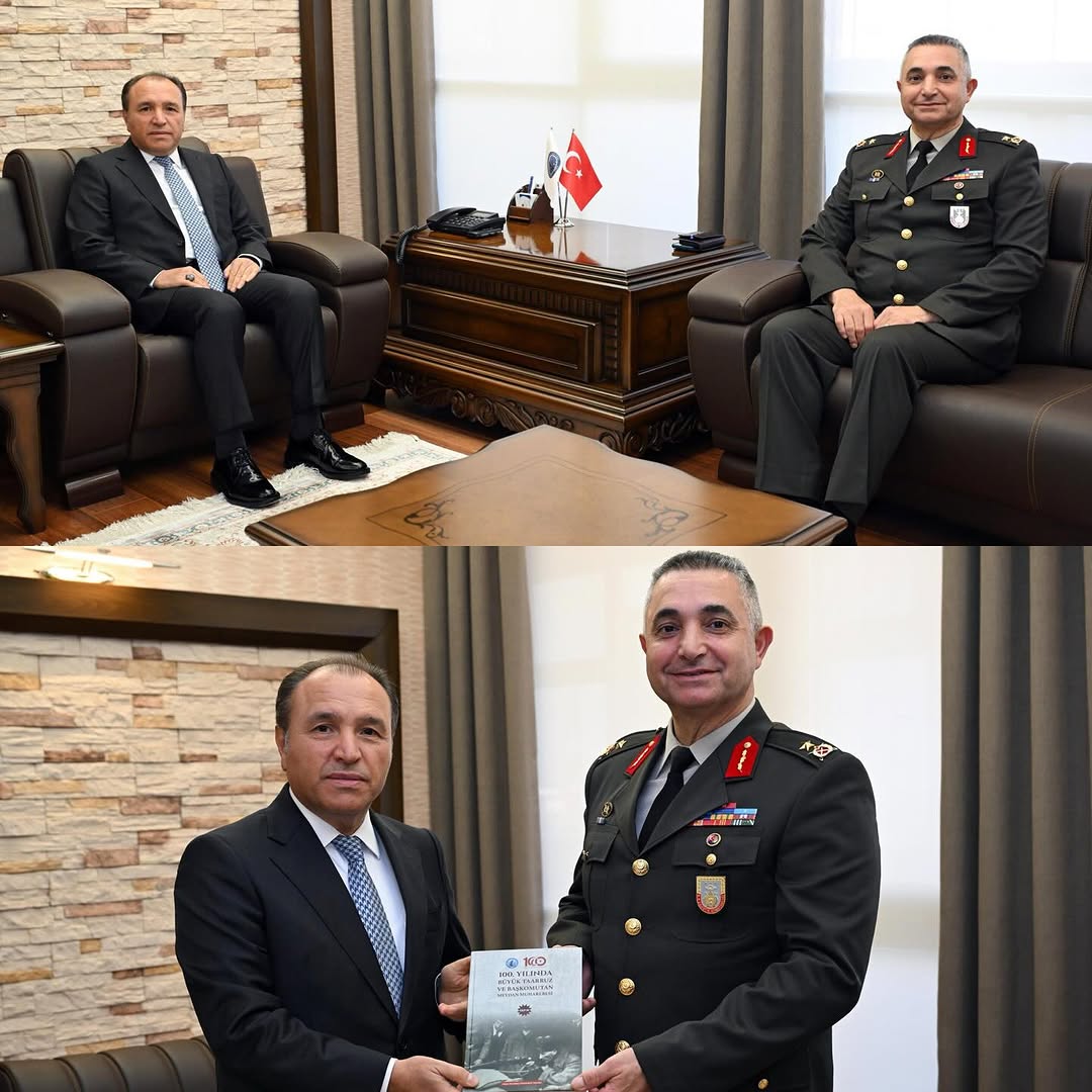 Afyonkarahisar İkmal ve Garnizon Komutanı Tuğgeneral Dr. Yalçın Tecimer, Rektörümüz Prof. Dr. Mehmet Karakaş'a İade Ziyarette Bulundu
