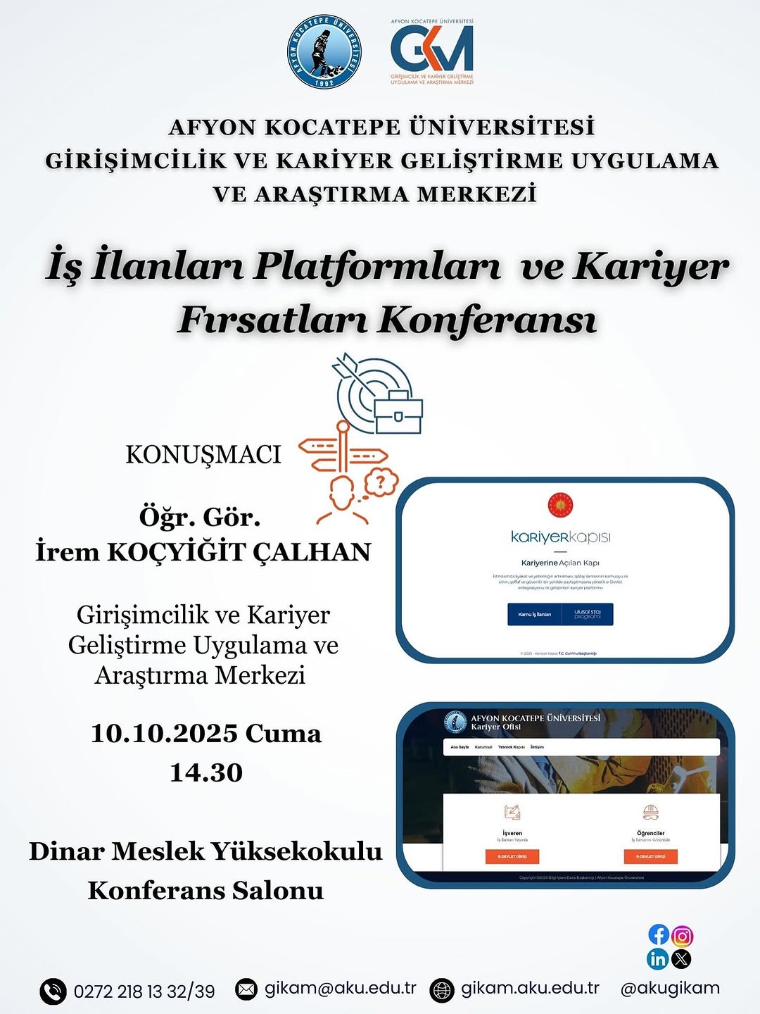 Afyon Kocatepe Üniversitesi'nden Kariyer Fırsatları Konferansı Duyurusu