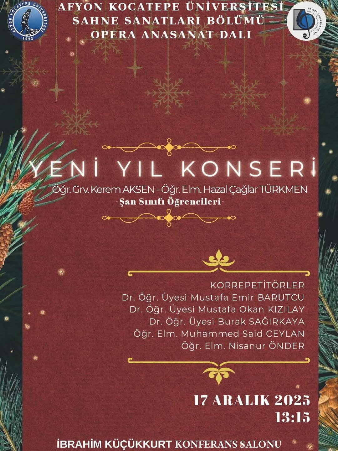 Afyon Kocatepe Üniversitesi'nde Bugün Yeni Yıl Konseri