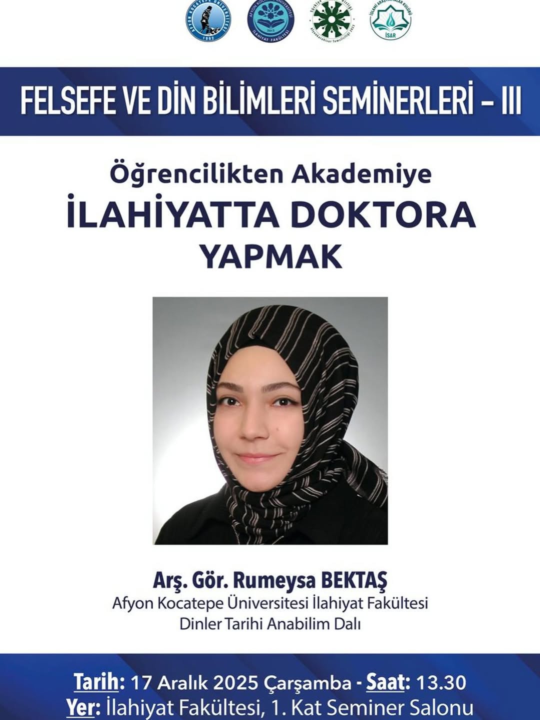 Afyon Kocatepe Üniversitesi'nde Bugün: Öğrencilikten Akademiye İlahiyatta Doktora Yapmak