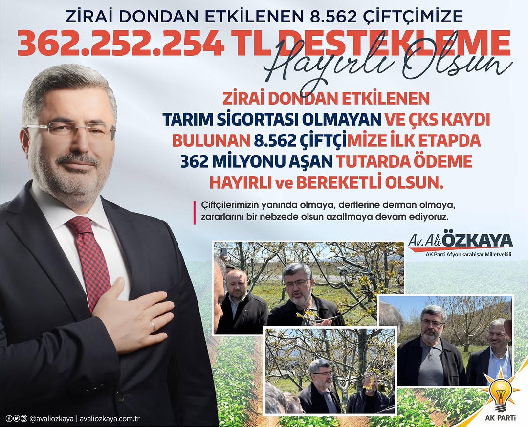 Çiftçilere Destek Devam Ediyor: Tarım Sigortası Olmayan Üreticilere Ödemeler Yapıldı