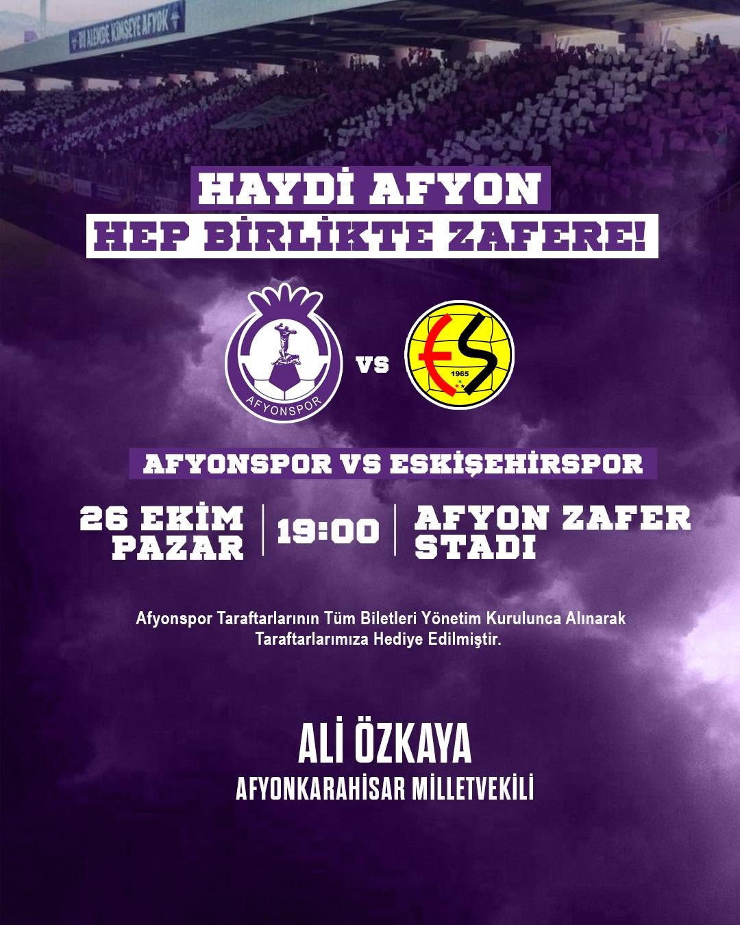 Afyonspor'a Destek Mesajı: Eskişehirspor Maçında Başarılar Diliyorum