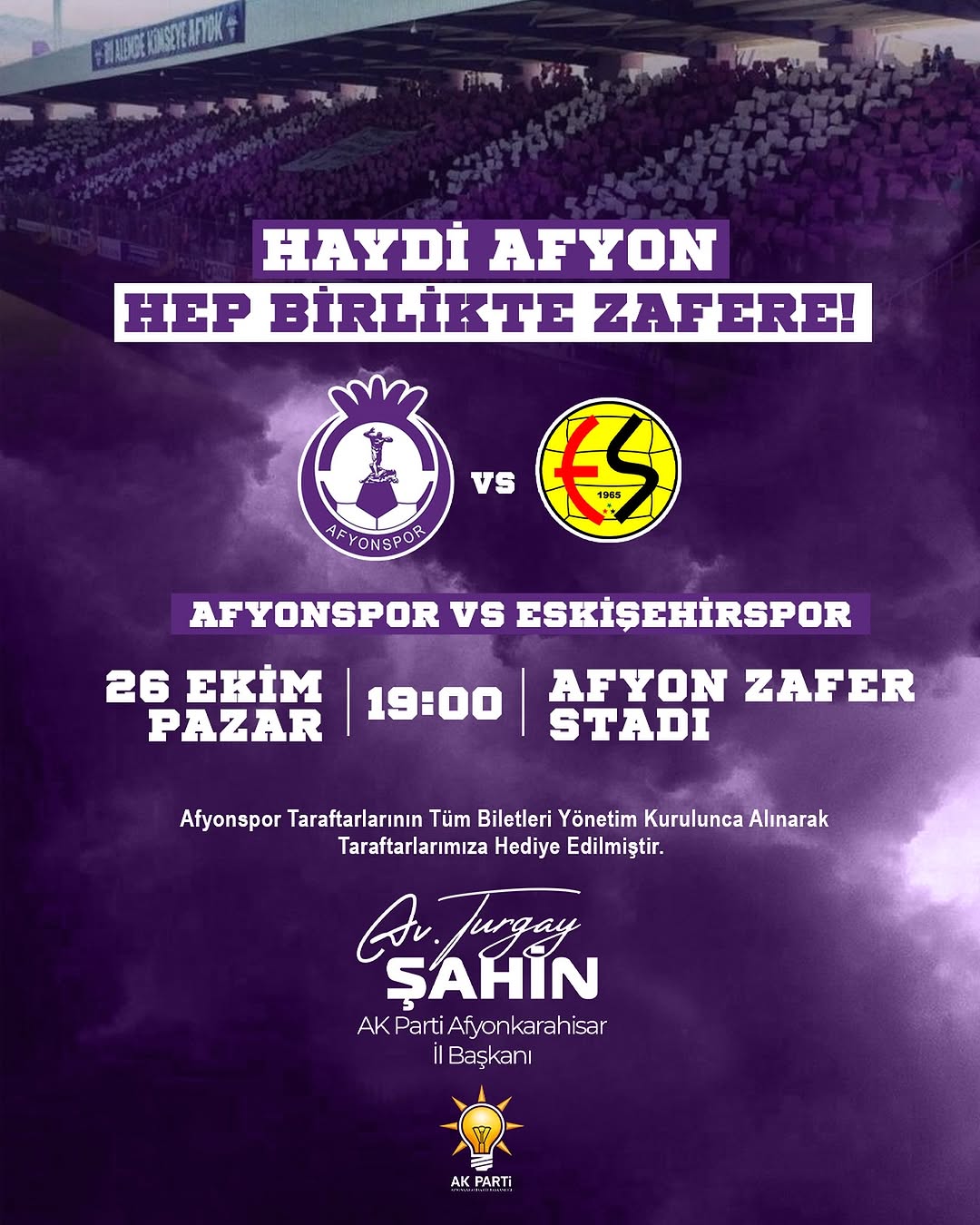Afyonspor’un Eskişehirspor Maçına Destek Çağrısı
