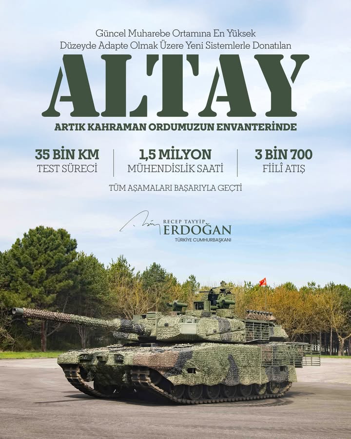 Türkiye Cumhurbaşkanı Recep Tayyip Erdoğan'dan Altay Tanklarıyla İlgili Paylaşım