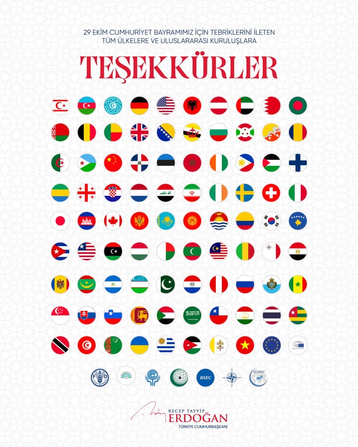 Cumhuriyetimizin 102. Yılını Kutlayan Mesajlar