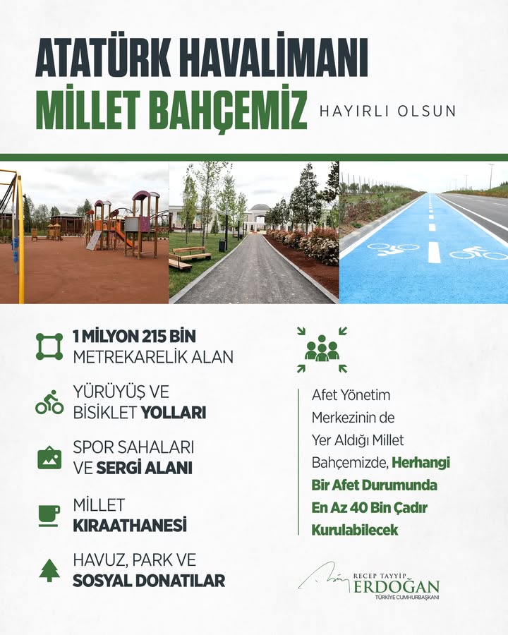 Türkiye Cumhurbaşkanı Recep Tayyip Erdoğan'dan Millet Bahçesi Açılışı