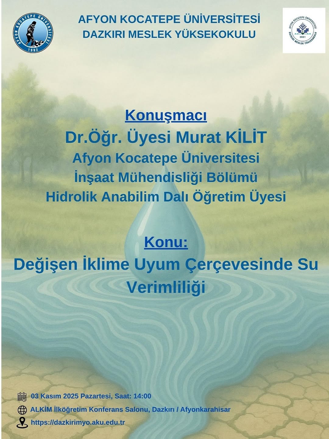 Afyon Kocatepe Üniversitesi'nden Su Verimliliği Semineri