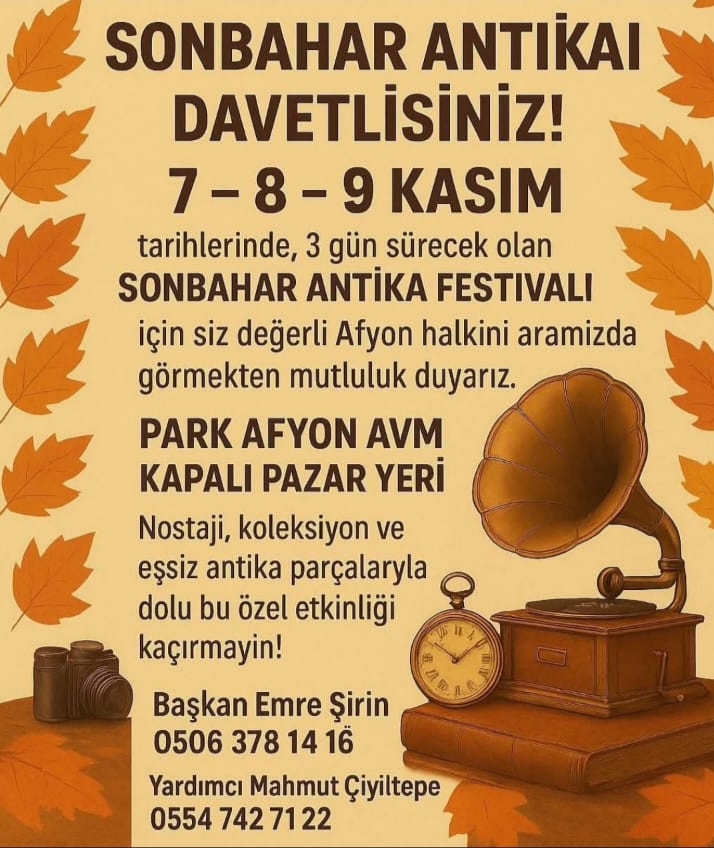Afyon'da Sonbahar Antika Festivali Düzenlenecek