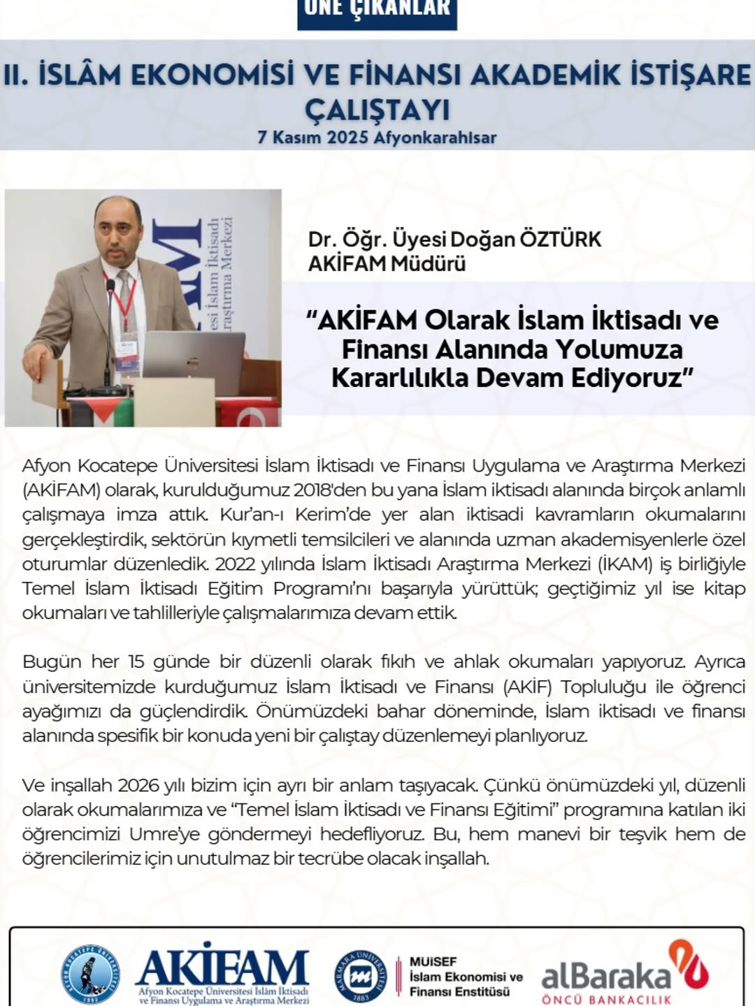 Afyon Kocatepe Üniversitesi AKİFAM Hakkında Önemli Bir Açıklama Yaptı