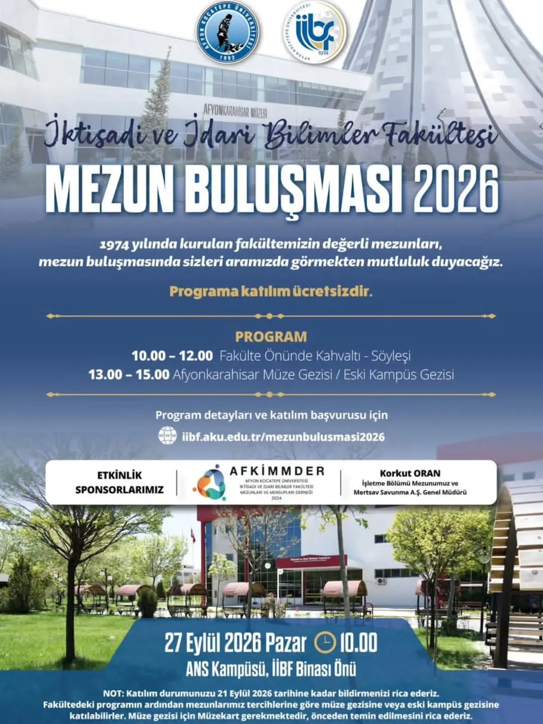 İİBF Tarafından Düzenlenen “Mezun Buluşması 2026” Etkinliğine Tüm Mezunlar Davet Ediliyor
