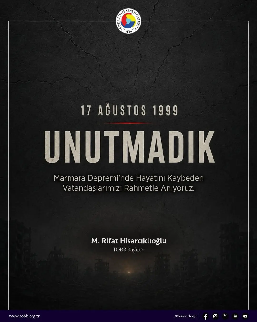 27. Yıl Dönümünde 17Ağustos1999 Marmara Depremi