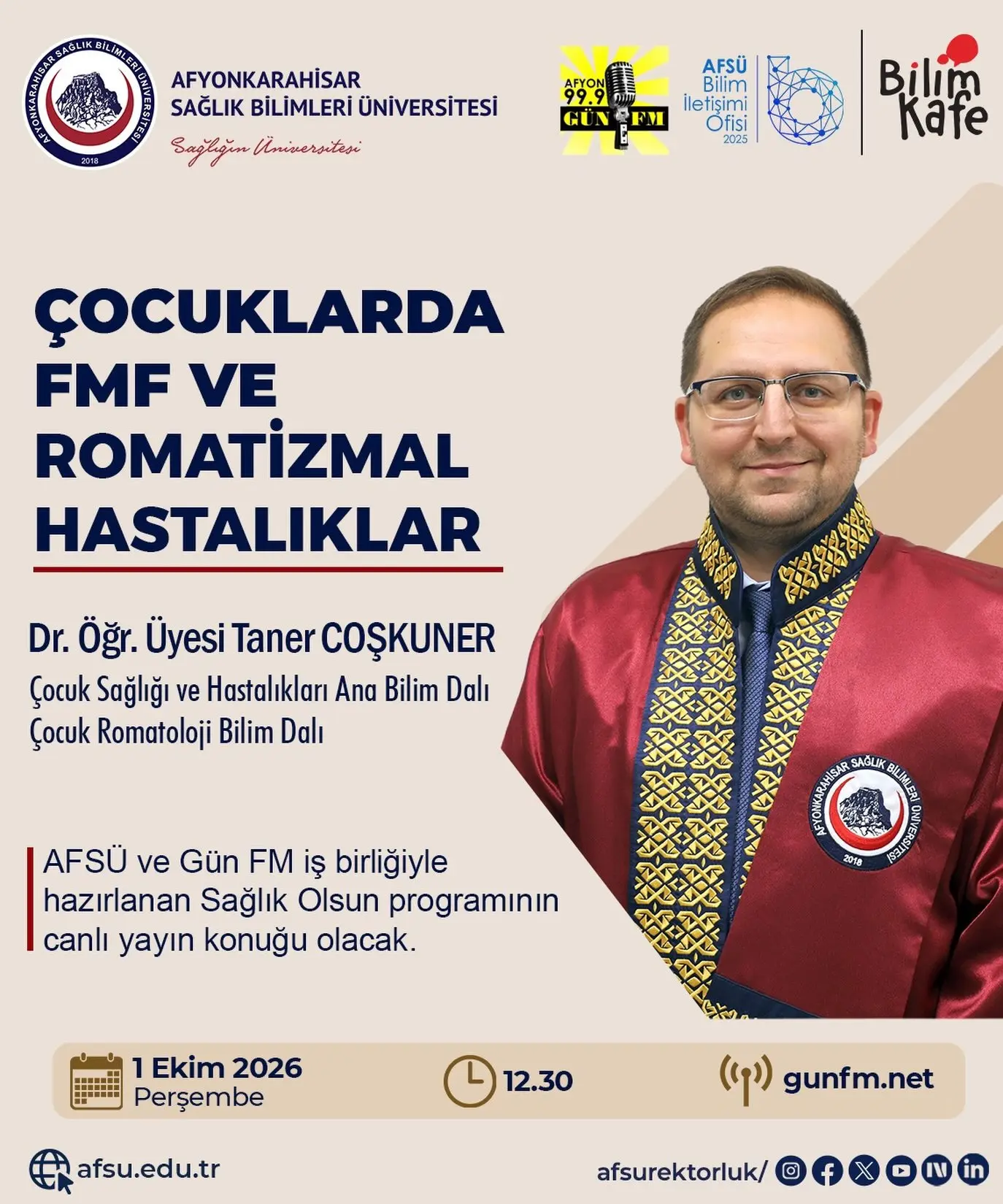 Taner Çoşkuner, Sağlık Olsun Programında Yer Alacak