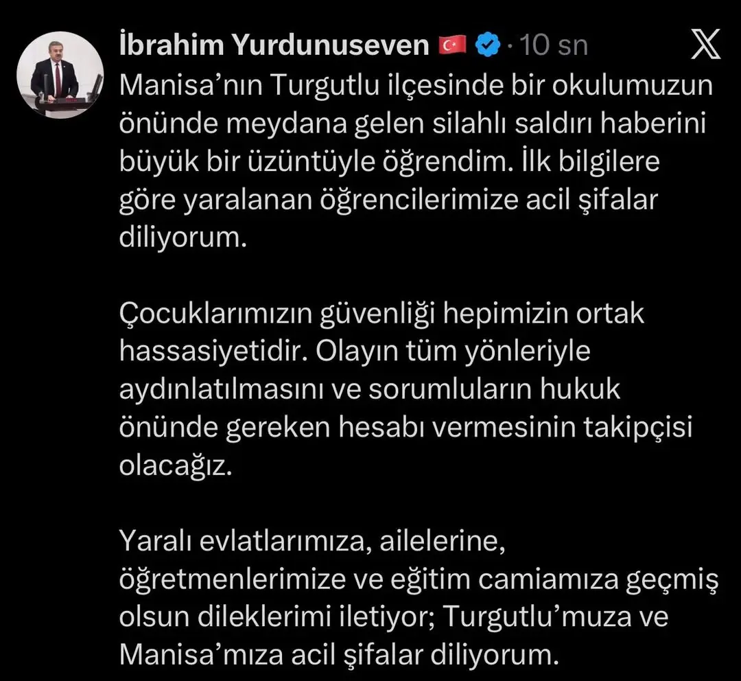 Manisa Turgutlu'da Okul Önünde Meydana Gelen Silahlı Saldırı