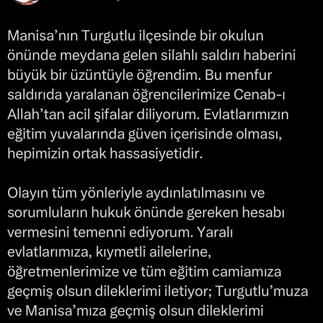 Manisa Turgutlu'da Okul Önünde Meydana Gelen Silahlı Saldırı