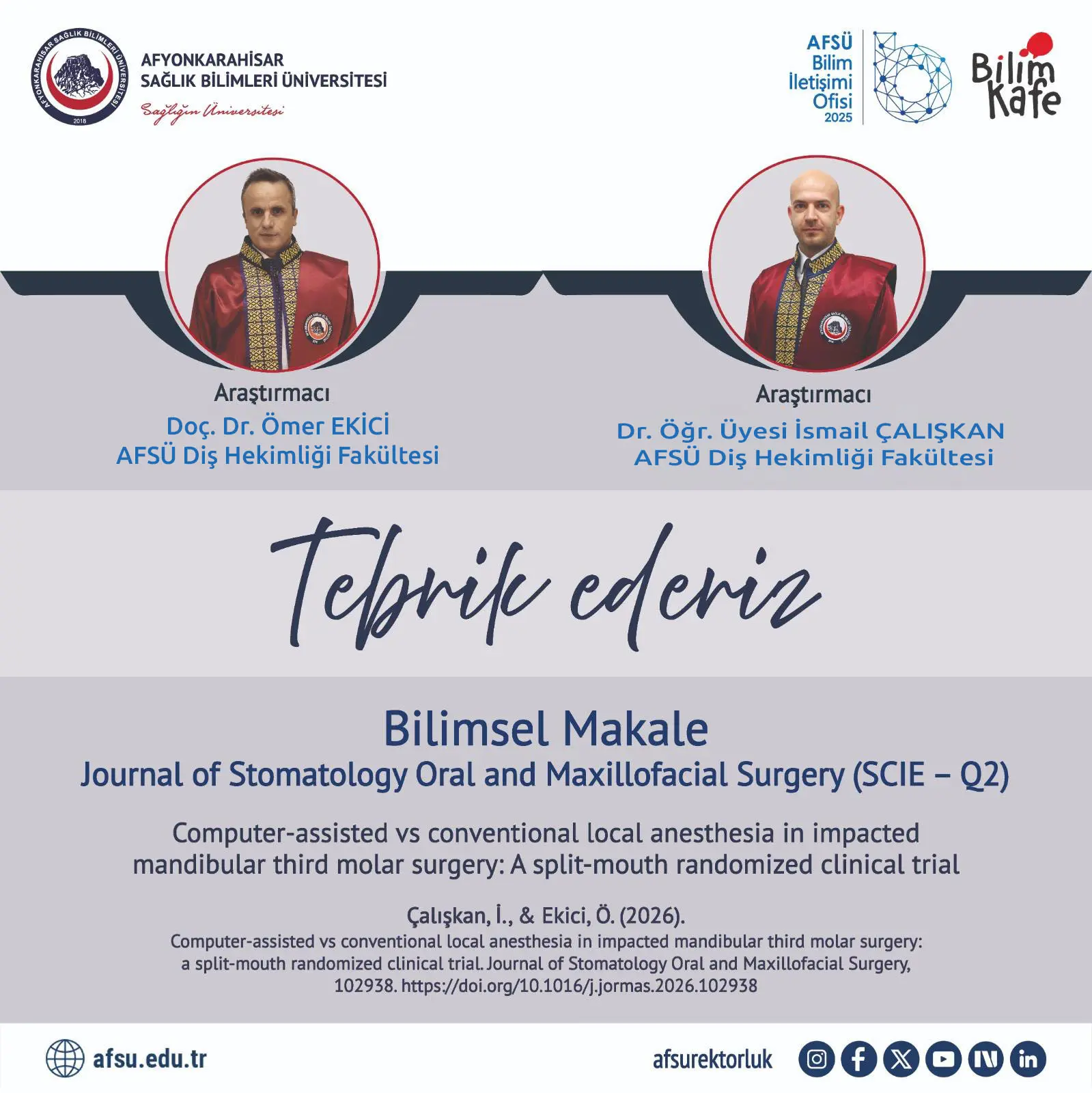 Akademik başarı uluslararası dergide yayımlandı