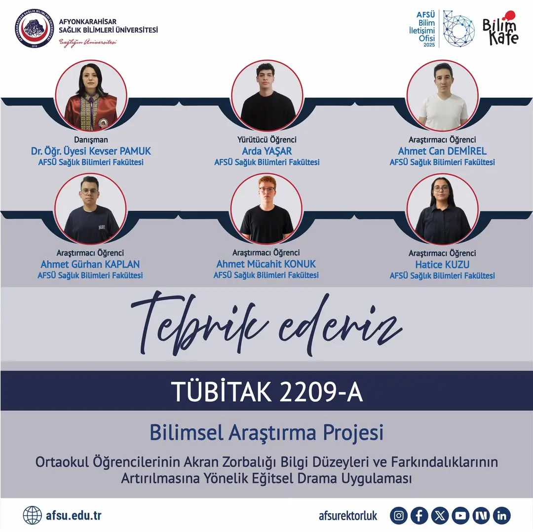Afyonkarahisar Sağlık Bilimleri Üniversitesi Afsü'nden Öğrencilerin Projesine TÜBİTAK Destek