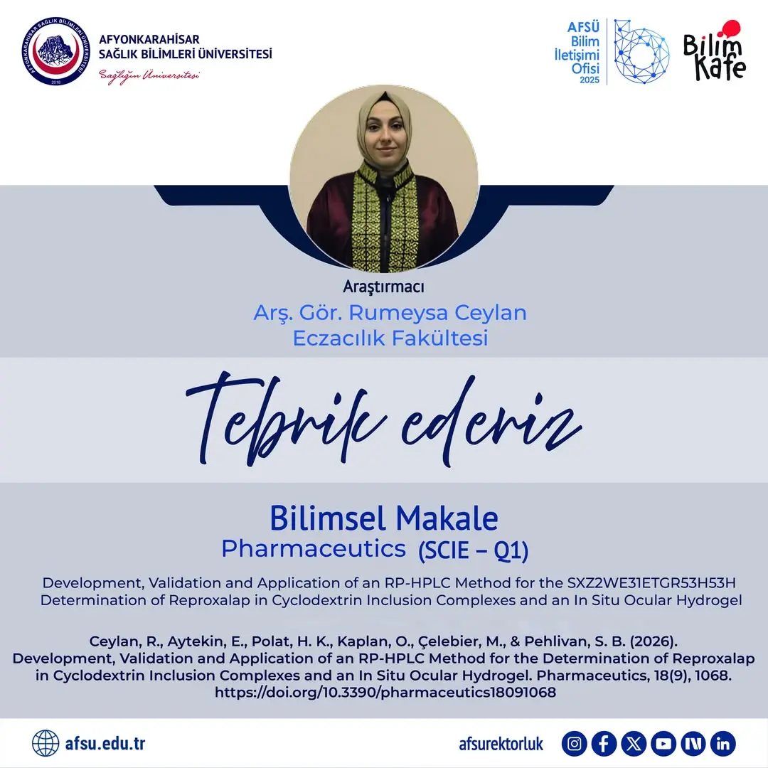 AFSÜ Akademisyenlerinden Yüksek Etki Değerli Bilimsel Makale