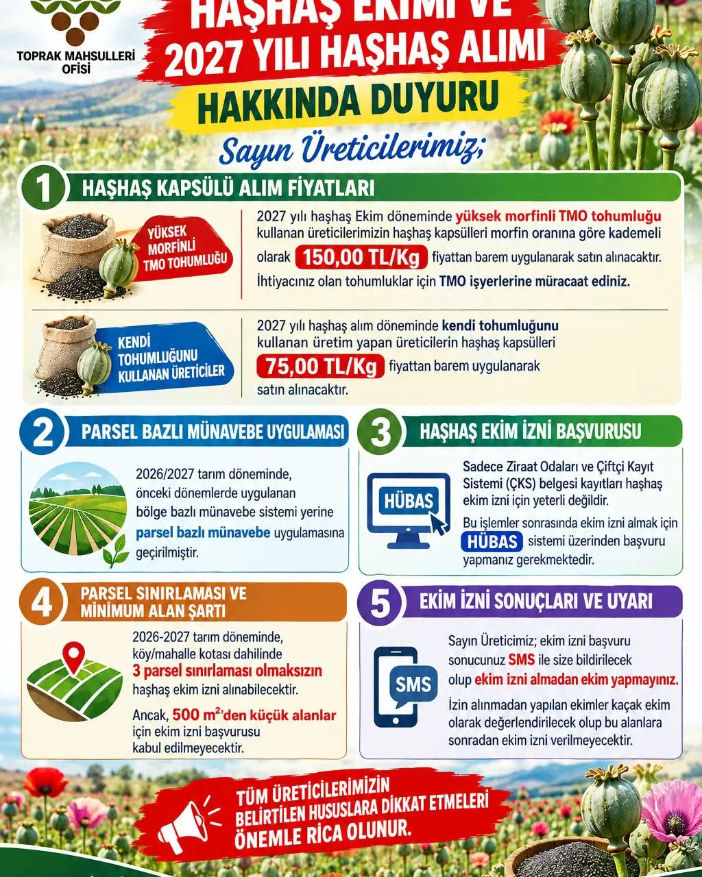 Toprak Mahsülleri Ofisinin Afyonkarahisar Haşhaş Ekimi ve 2027 Alım Duyurusu