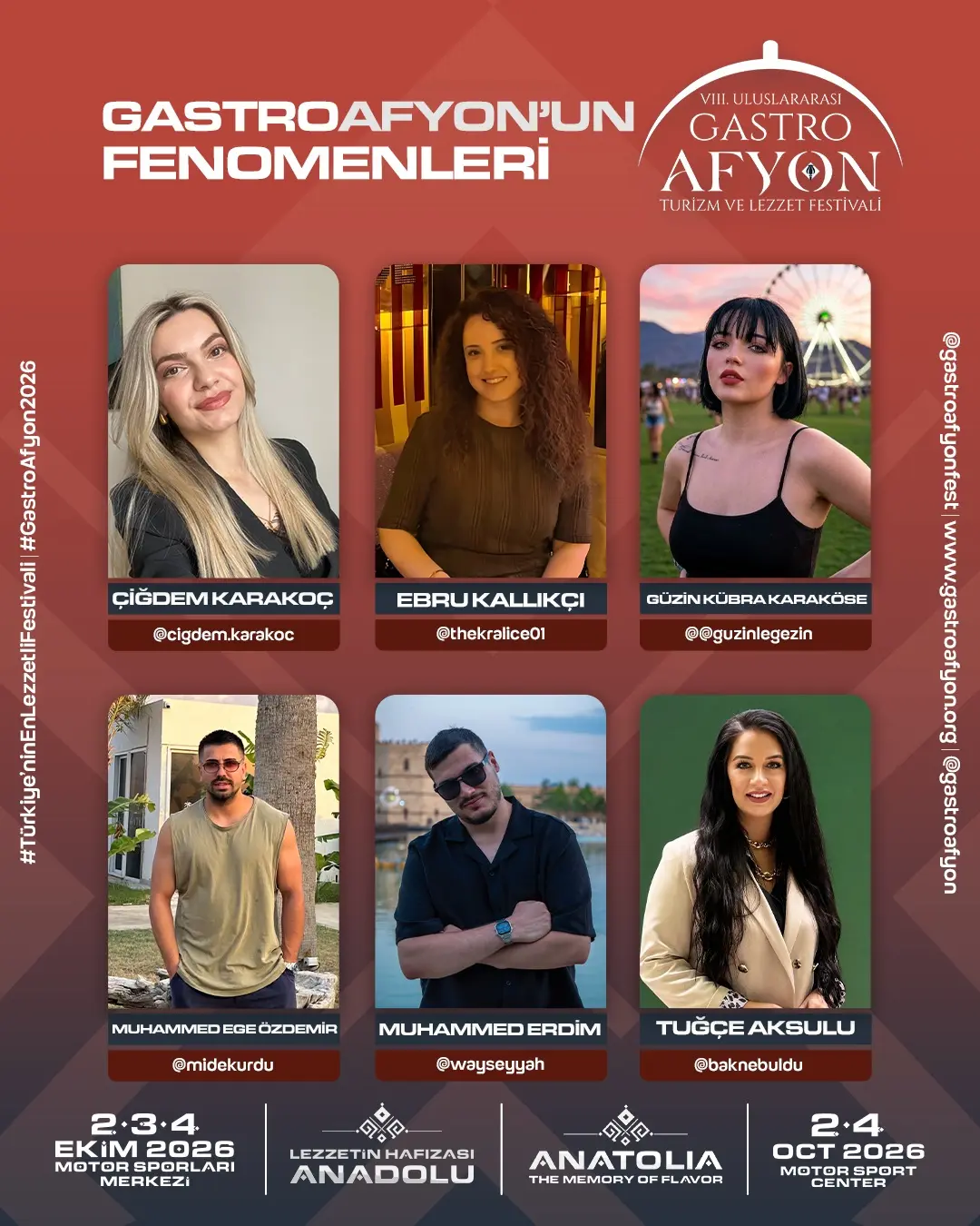 VIII. Uluslararası GastroAfyon Turizm ve Lezzet Festivali kapsamında, sosyal medyanın sevilen içerik üreticileri...