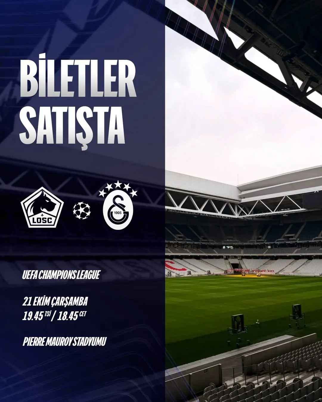 Galatasaray, UEFA Şampiyonlar Ligi'nde Lille Maçı Bilet Satışını Başlattı