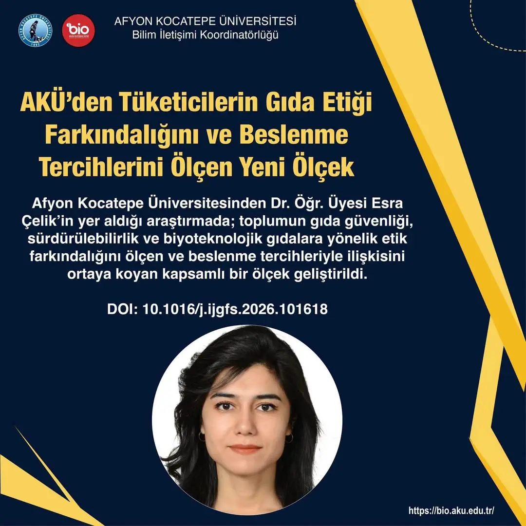 Afyon Kocatepe Üniversitesi'nden Yeni Araştırma: Tüketicilerin Gıda Etiği Farkındalığını ve Beslenme Tercihlerini Ölçen Ölçek Geliştirildi