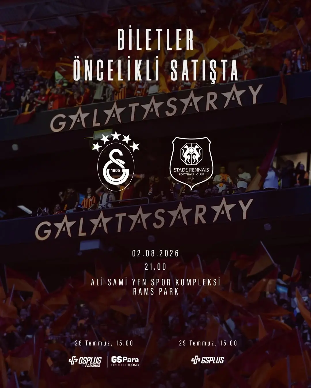 Galatasaray, Stade Rennais FC Maçı Biletleri Satışa Çıkıyor