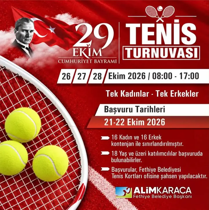 Fethibey'de Cumhuriyet Bayramı Tenis Turnuvası Kayıtları Başlıyor
