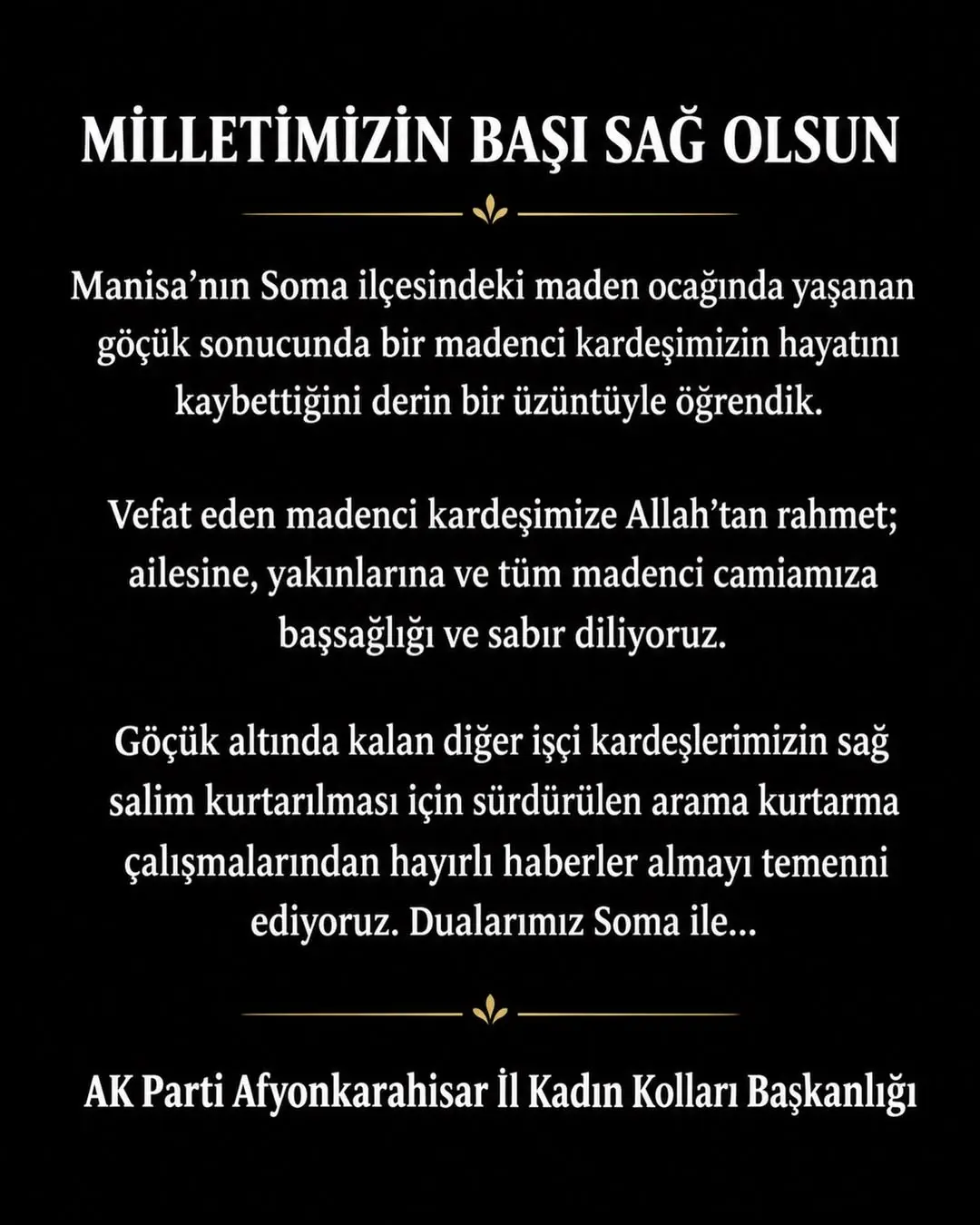 Manisa Soma'da Maden Ocağındaki Göçükte Bir Madenci Hayatını Kaybetti