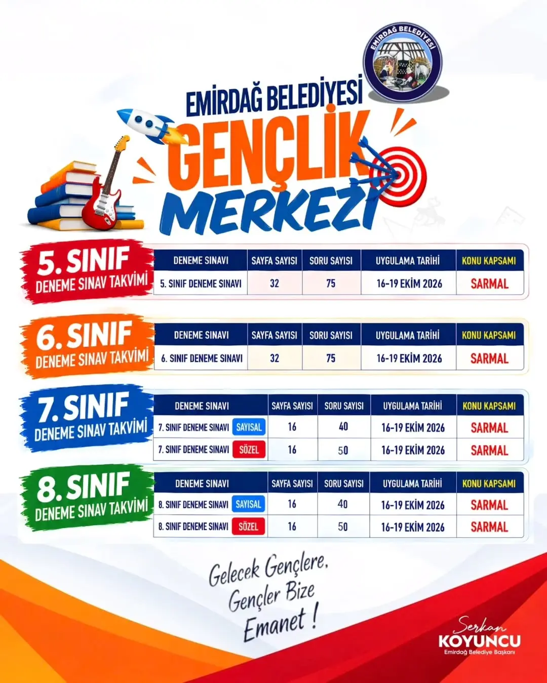 Emirdağ Belediyesi Gençlik Merkezi Deneme Sınavları Düzenliyor