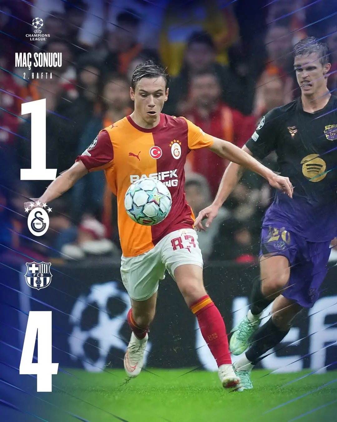 Şampiyonlar Ligi Maç Sonucu: Galatasaray 1-4 FC Barcelona