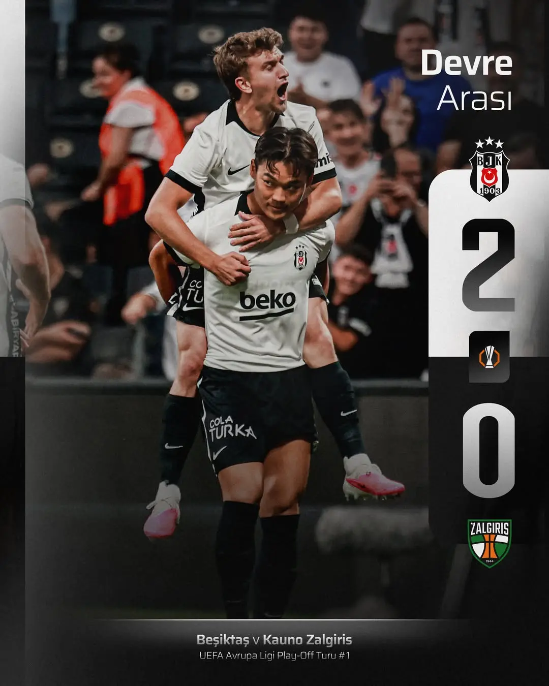 Beşiktaş, Karşılıklı Gol Olmayan İlk Yarıyı 2-0 Önde Kapattı