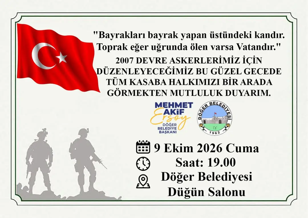 Döğer Belediyesi'nden Asker Eğlencesi Duyurusu
