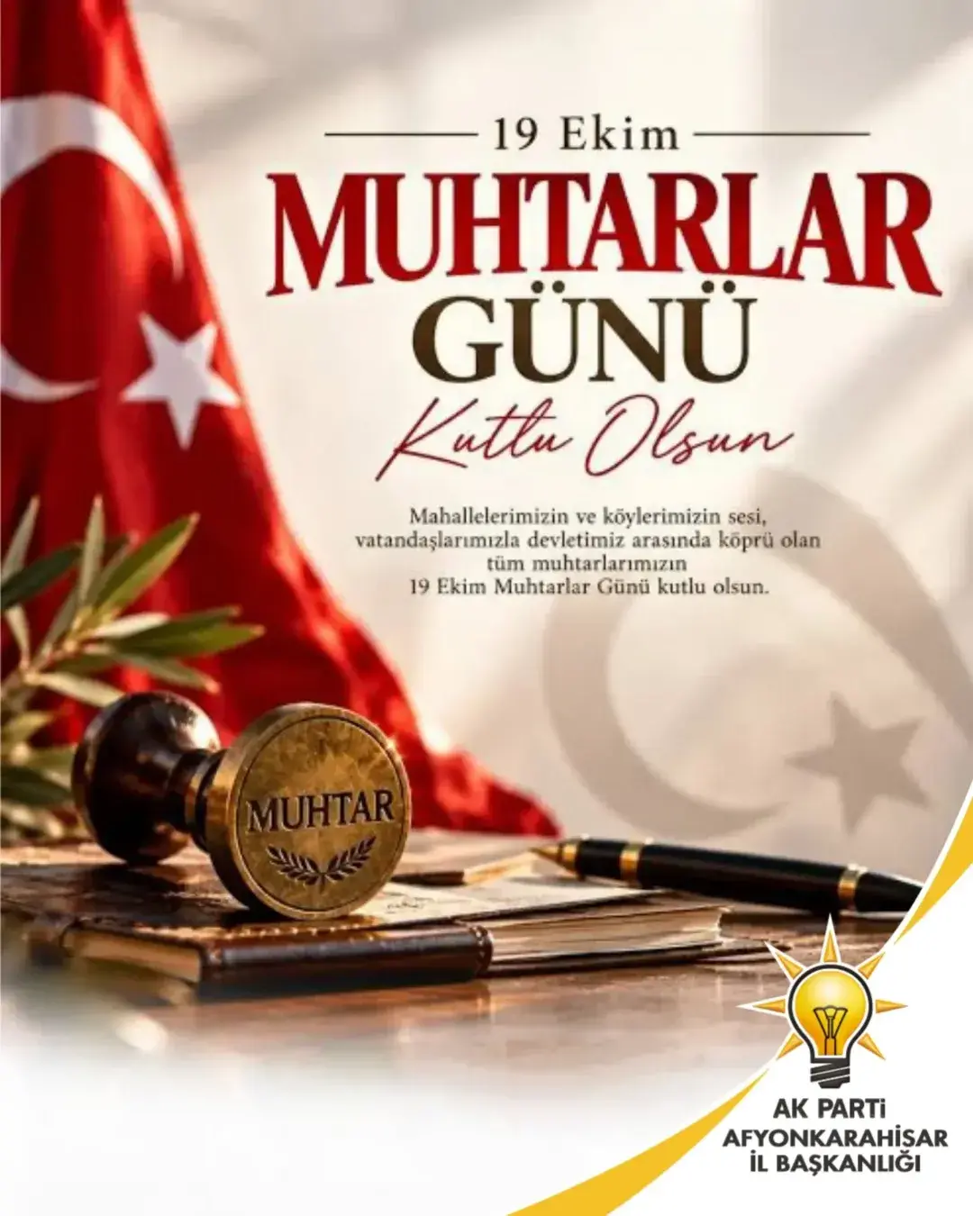 AK Parti Afyonkarahisar İl Başkanlığı'ndan Muhtarlar Günü Mesajı
