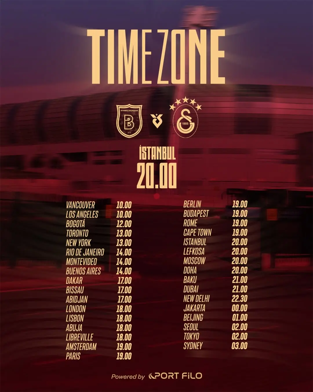 ⏱️ Dünyanın farklı noktalarındaki taraftarlarımızın bugün oynayacağımız Başakşehir FK maçını...