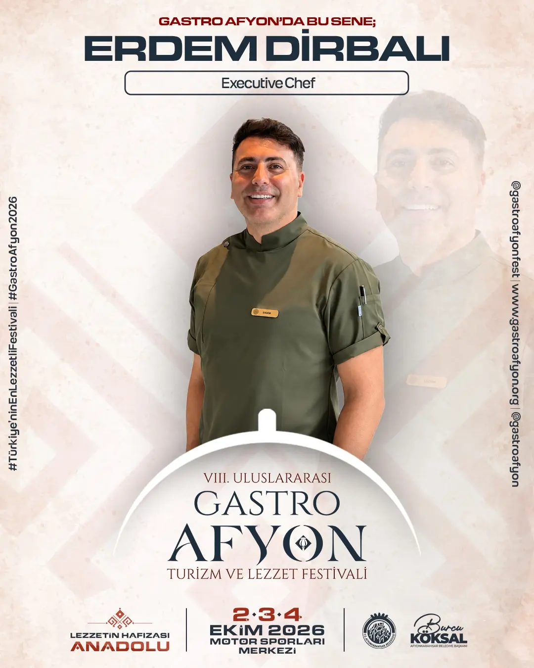Gastro Afyon Festivali'nde Bu Yıl Şef Erdem Dirbalı Sahne Alacak
