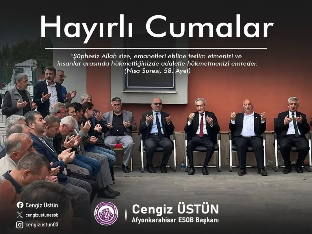 Afyonkarahisar Esnaf ve Sanatkarlar Odaları Birliği'nden Adalet Vurgulu Paylaşım