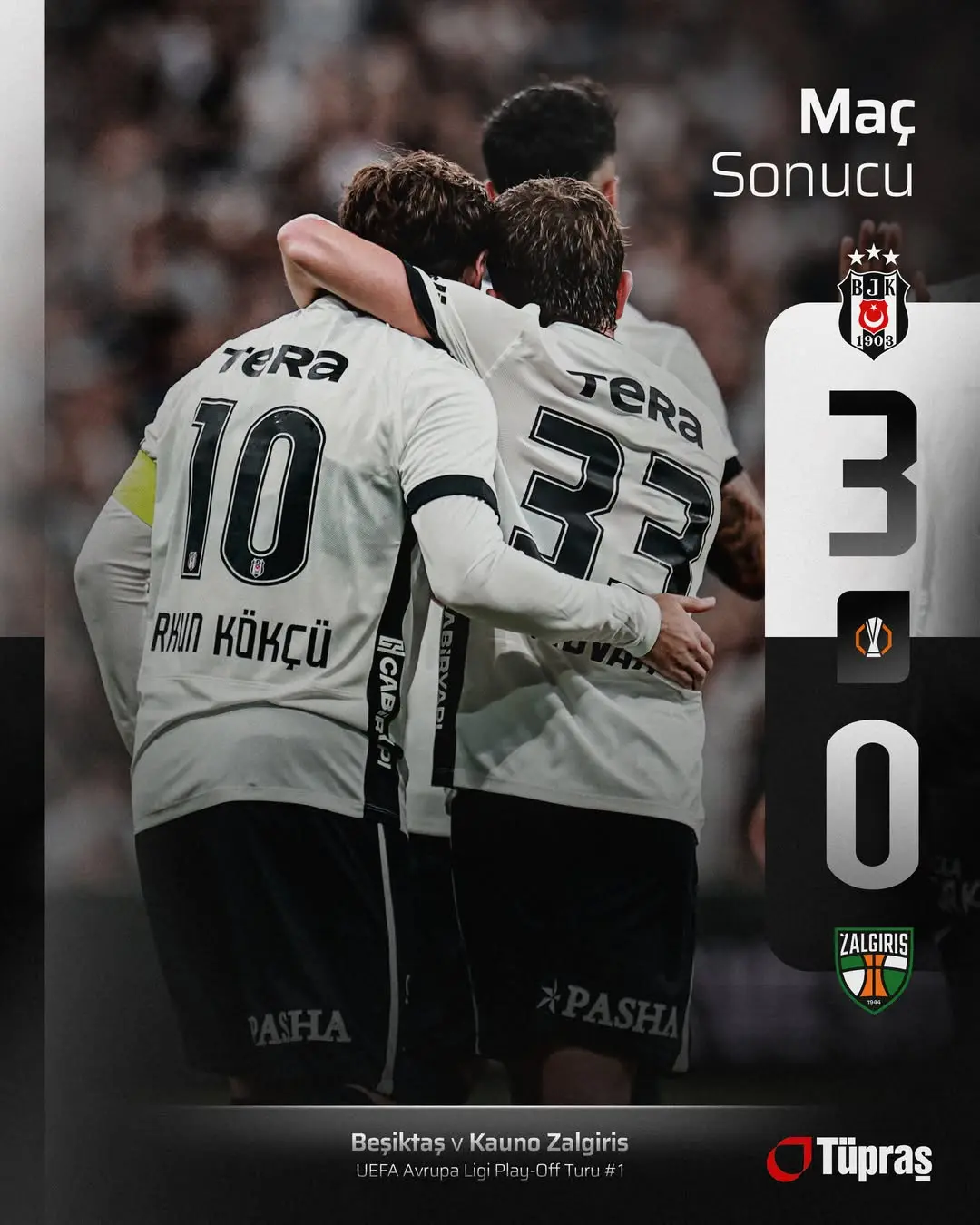 Beşiktaş UEFA Avrupa Ligi Play-Off Turu'nda Kazanarak İlk Maçta Üstünlük Sağladı