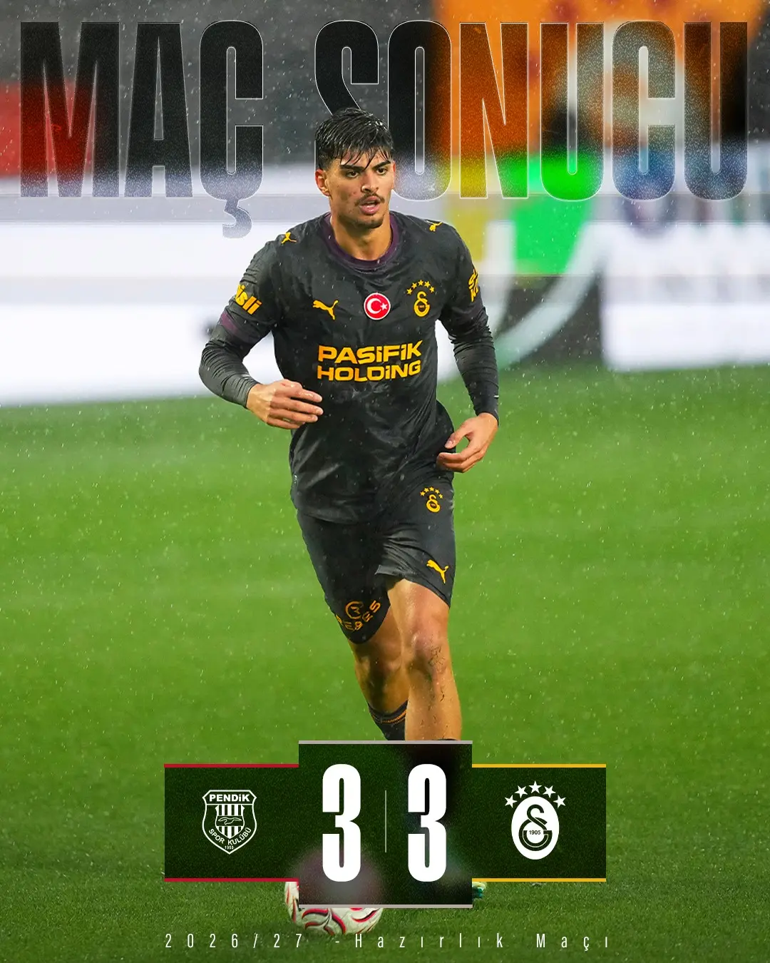 Galatasaray, O. Y. Pendikspor ile 3-3 Berabere Kaldı