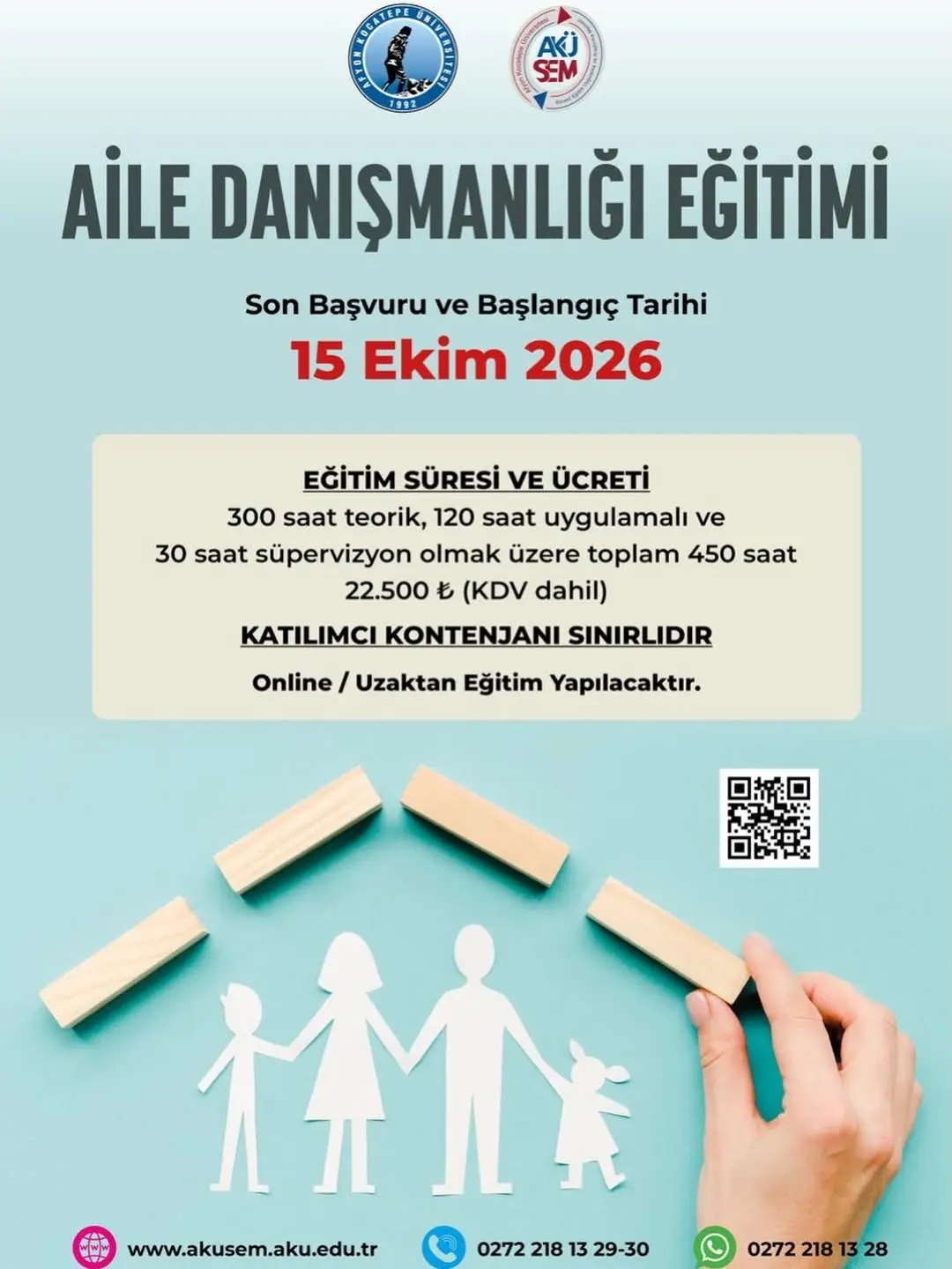 Afyon Kocatepe Üniversitesi Aile Danışmanlığı Eğitimi Başvurularını Açtı!
