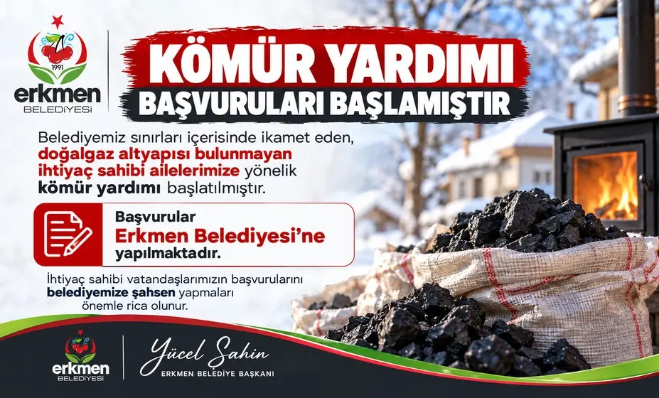 Erkmen Belediyesi'nden Kömür Yardımı Başvuruları Başladı