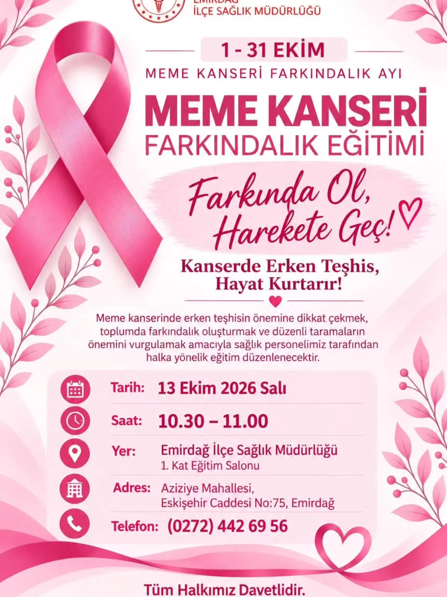 Meme Kanseri Farkındalık Eğitimi Duyuruldu