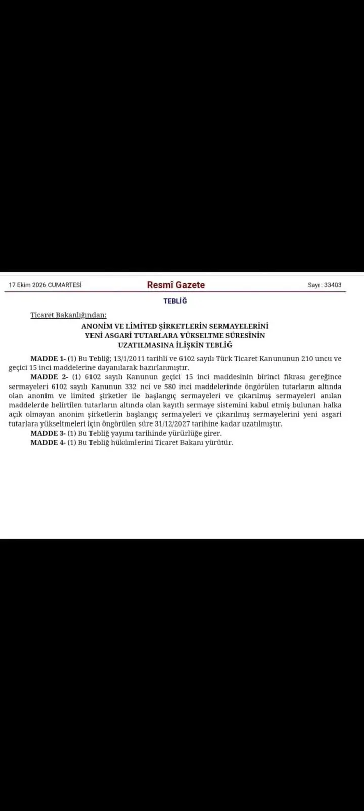 Şirket sermaye artırımı süreleri uzatıldı