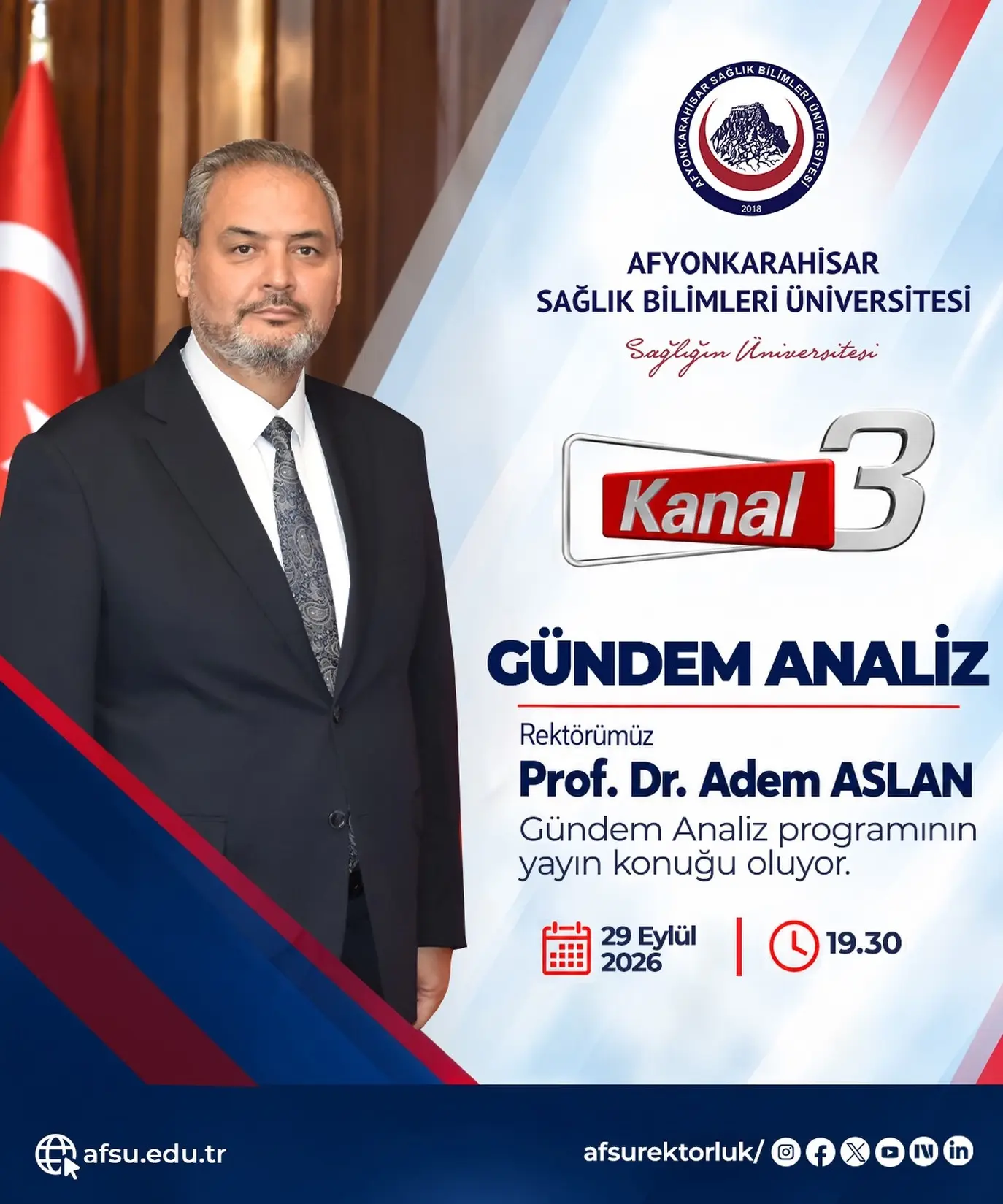 Rektör Adem Aslan, Kanal 3'te