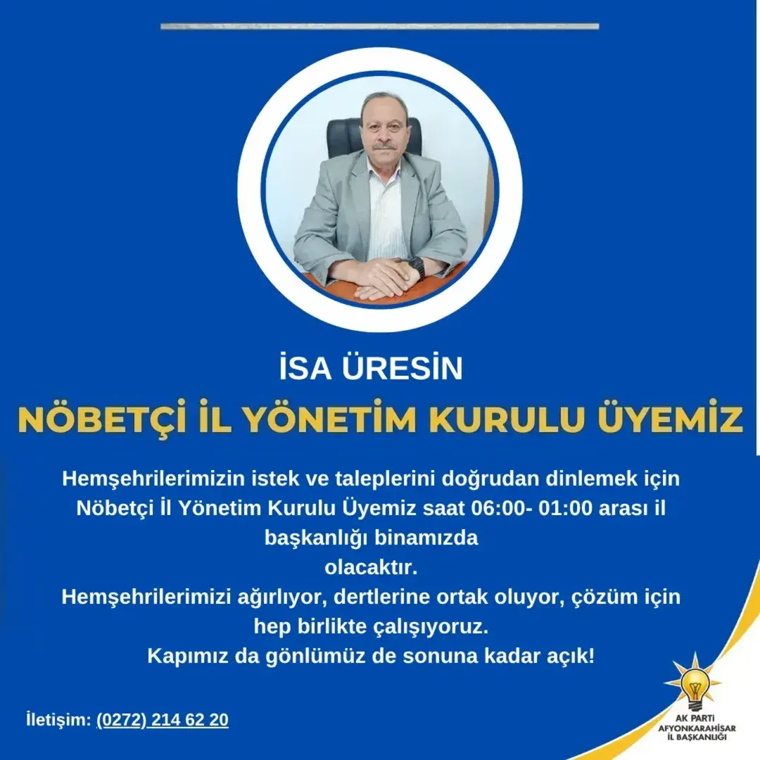 AK Parti Afyonkarahisar İl Başkanlığı İl Nöbetçi Yönetim Kurulu Üyesi İsa Üresin'den Hemşehrileri İle Buluşma