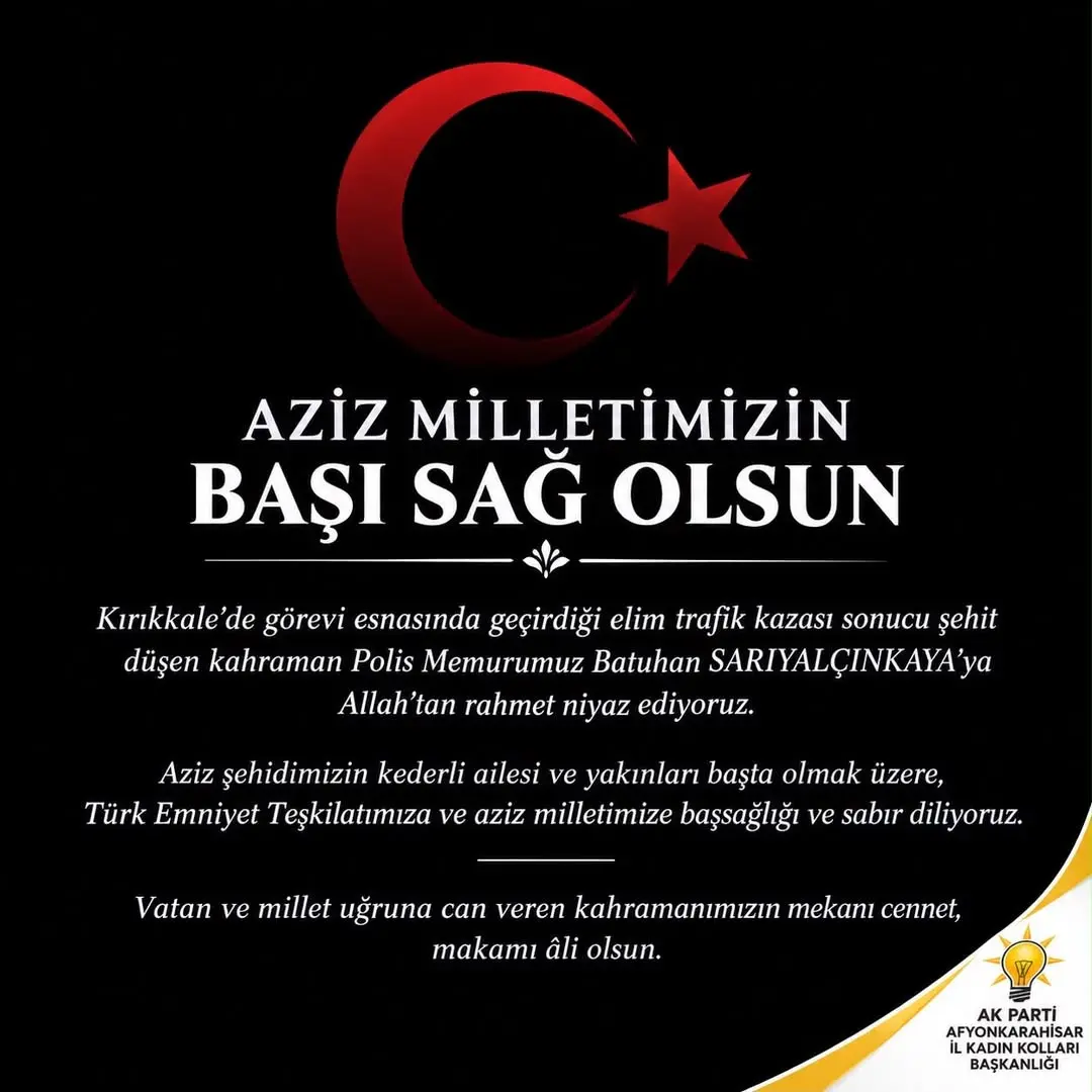 Kahraman Polis Memurumuz Batuhan SARIYALÇINKAYA'ya Allah'tan Rahmet Diliyoruz