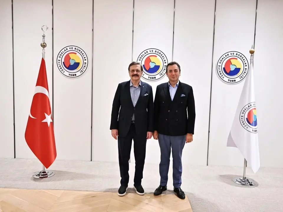 TOBB Başkanı Mustafa Rifat Hisarcıklıoğlu, TOBB Türkiye Fuarcılık Meclisi Başkanı Cihat Alagöz'ü Birliğinde Ağırladı