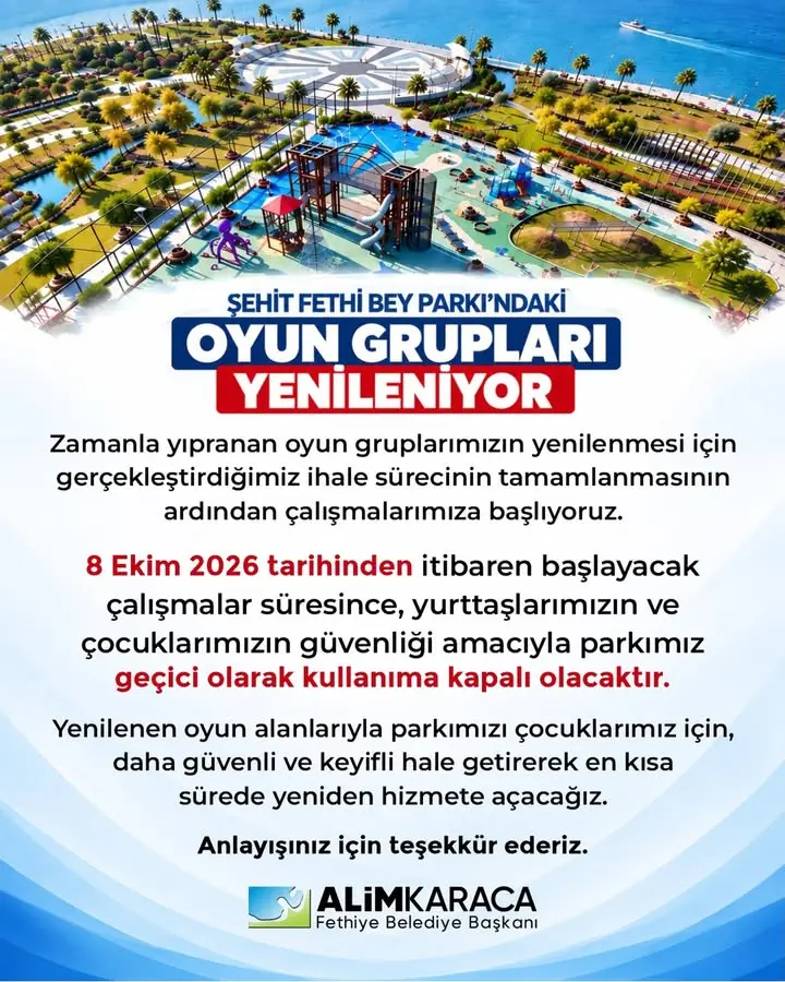 Şehit Fethi Bey Parkı'nda yenileme çalışmaları başlıyor
