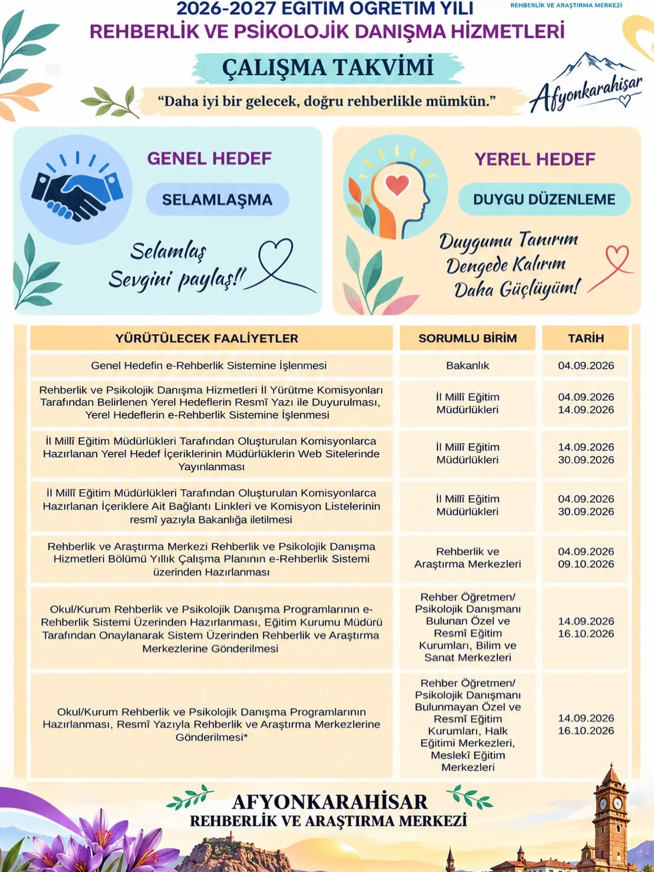 2026-2027 Eğitim Yılı Rehberlik Takvimi Duyuruldu