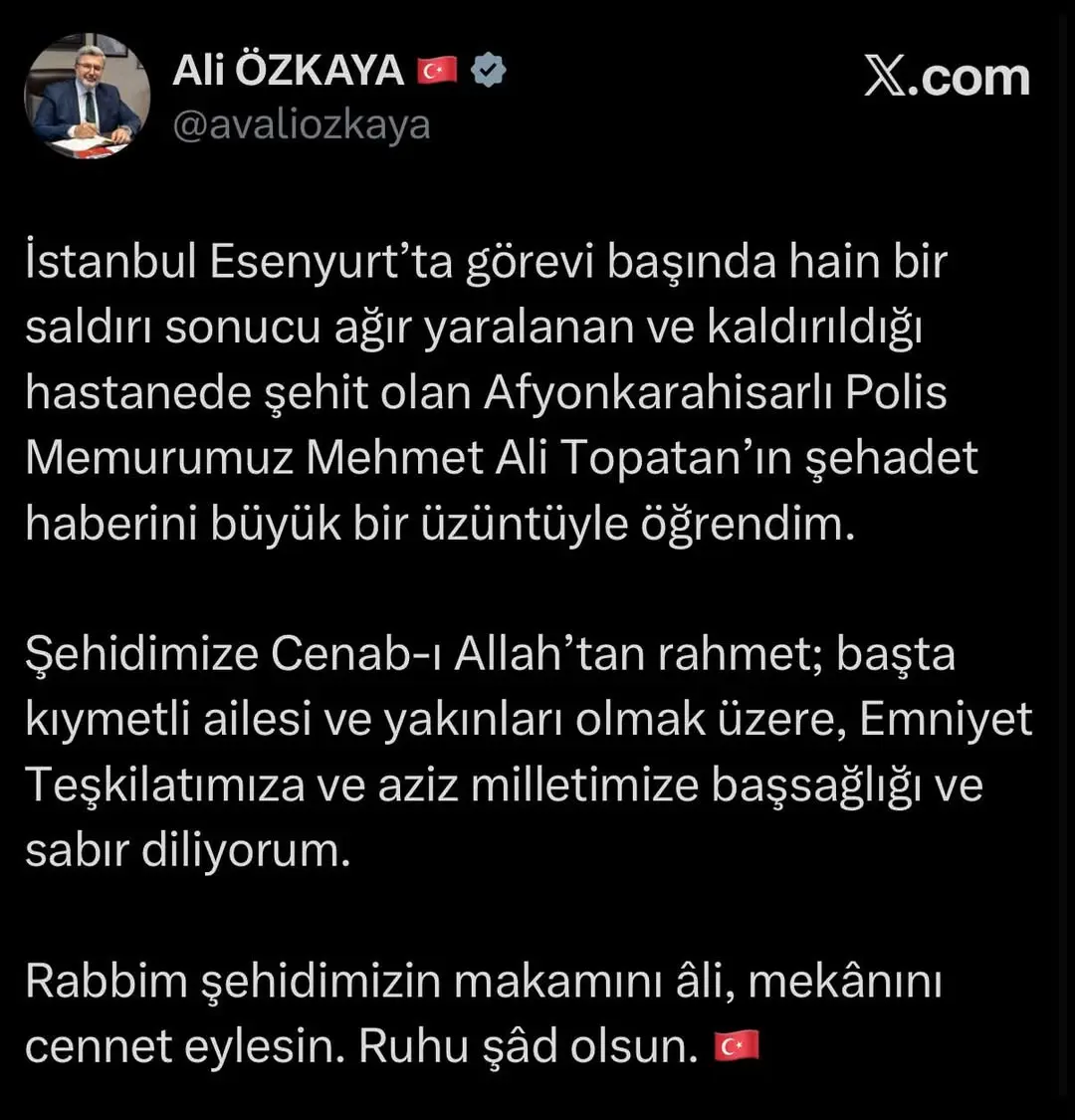 Afyonkarahisarlı Polis Memuru Şehit Oldu